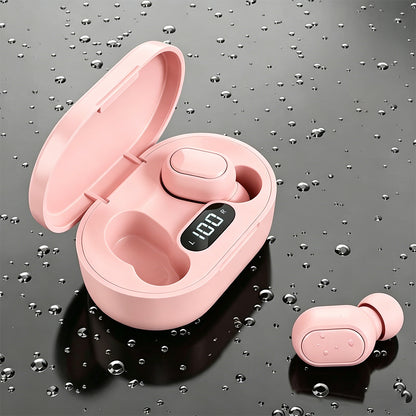 Bluetooth 5.1 Wireless Earbuds with LED Display IPX4 Waterproof Headphones-Pink