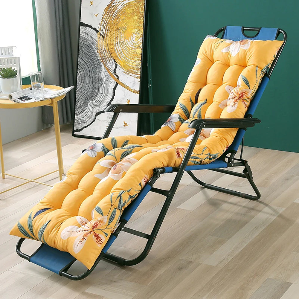 Patio Lounge Chair Cushion Floral Printed Lounger Cushions with Ties for Indoor Outdoor Yellow