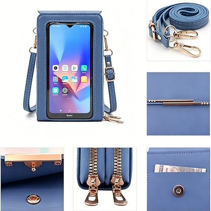 Touchscreen Crossbody Phone Bag Small Purse with Card Slots for Travel-Blue