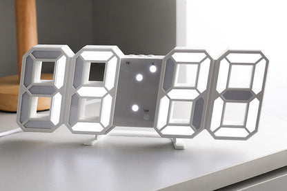 3D LED Digital Wall Clock Alarm Clocks With APP Control For Bedroom-White