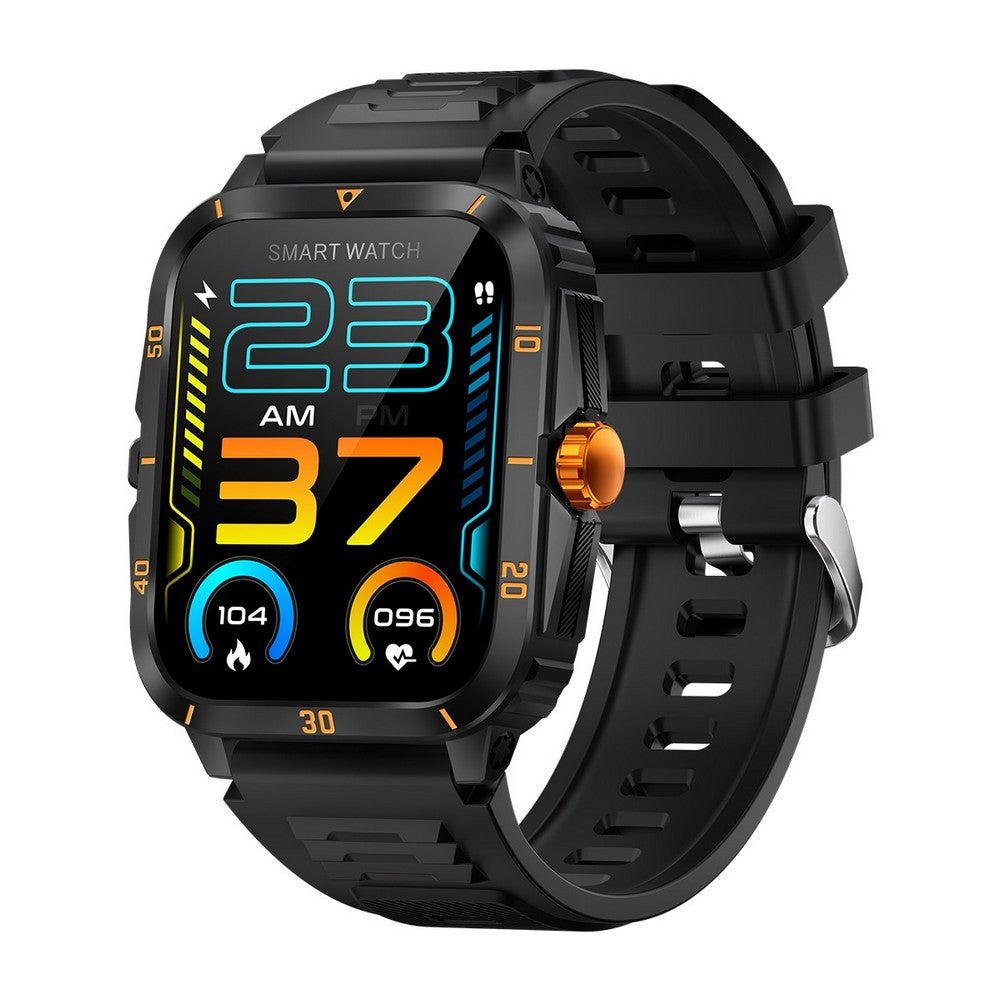 Waterproof Smartwatch for Men Android iOS Phones Smart Watch Fitness Tracker 1.96 Inch Heart Rate Sport Pedometer Sleep Digital Step Activity Monitor-Black Gold