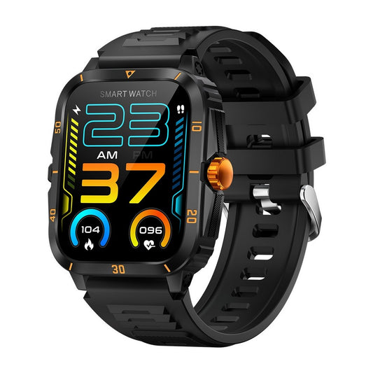 Waterproof Smartwatch for Men Android iOS Phones Smart Watch Fitness Tracker 1.96 Inch Heart Rate Sport Pedometer Sleep Digital Step Activity Monitor-Black Gold