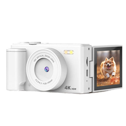 4K Digital Camera with Flip Screen and Autofocus for Vlogging and Photography Beginners White