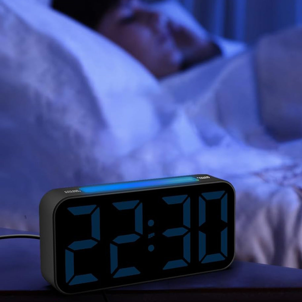 RGB LED Digital Alarm Clock with Night Light Adjustable Brightness and Volume for Heavy Sleepers