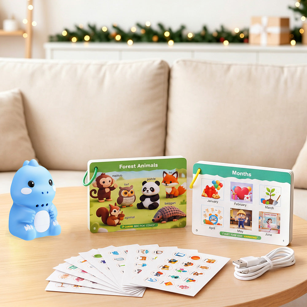 Dinosaur English Learning Touch Pen with 600 Words Cards Stickers - Blue