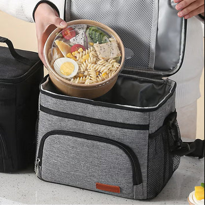 Insulated Lunch Box Leak-Proof Cooler Bag with 4 Pockets Gray