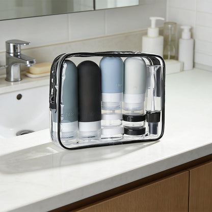 17Pcs Travel Bottles for Toiletries Silicone Travel Containers for Shampoo-Black
