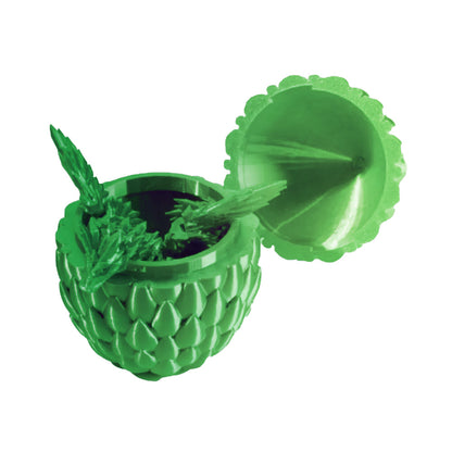 3D Printed Dragon Egg Decoration with Dragon Chinese Style Ornament Green
