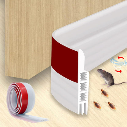 Rubber Door Draft Stopper Under Door Sealer Noise Blocker Sound Proof Draft Guard White