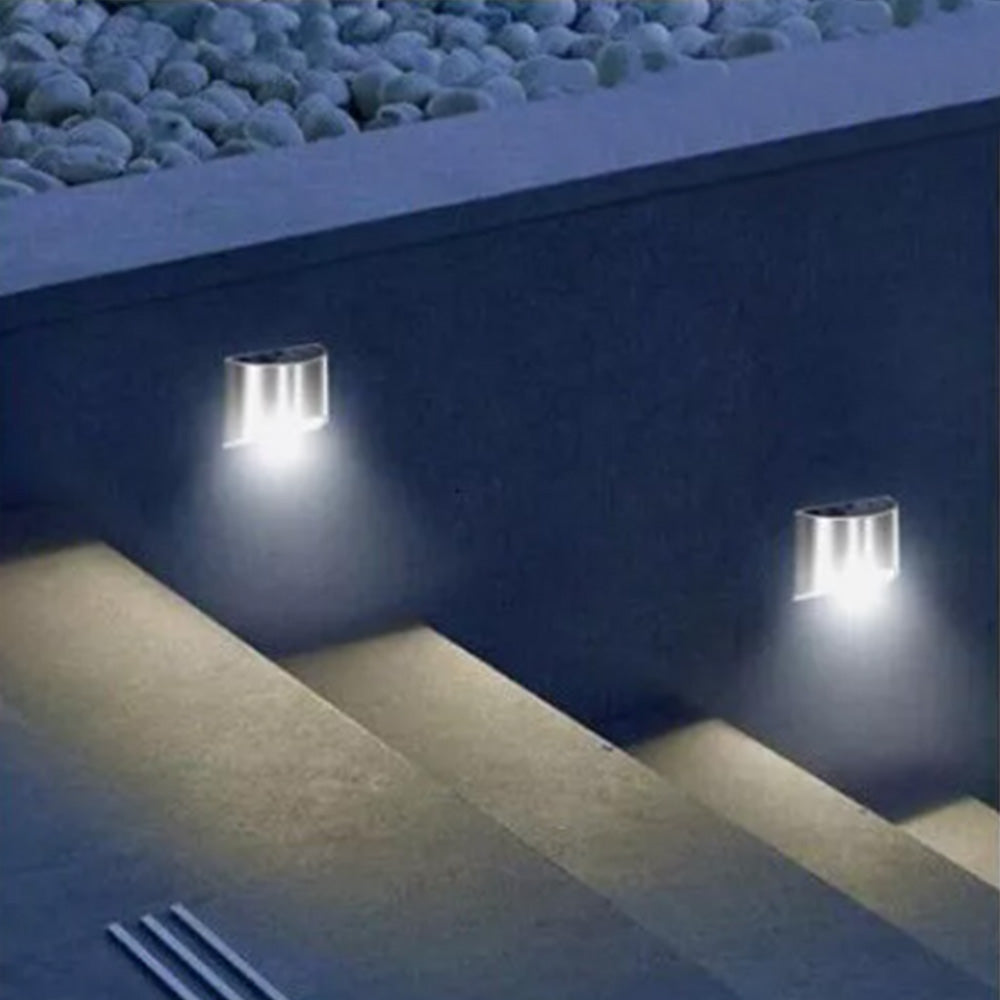 4Pcs Solar Wall Lamp Stainless Steel  Landscape Decorative Lights White