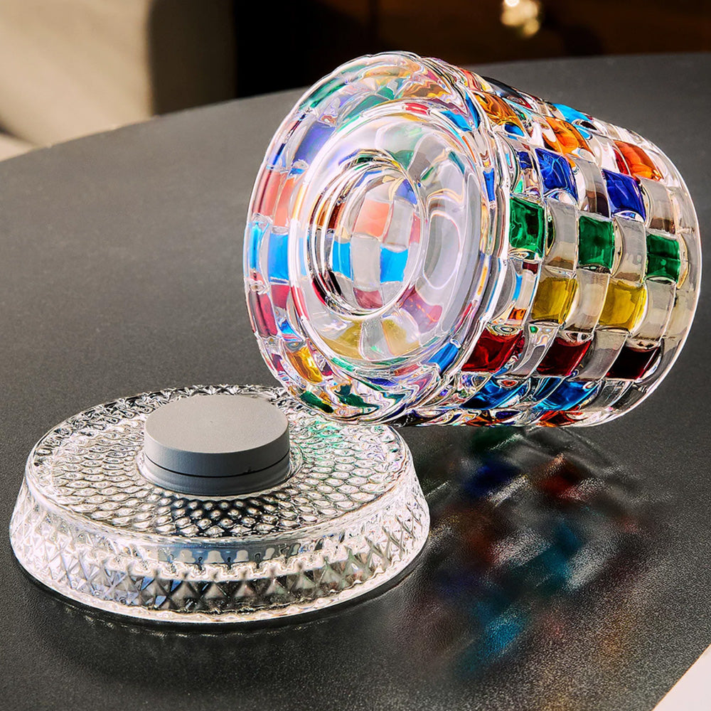 270ml Rotating Whiskey Glass Hand Painted Whiskey Tumbler - Rectangle