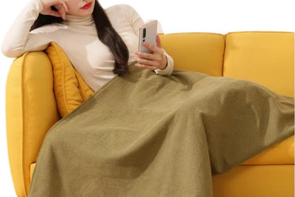Portable Heated Shawl Wraps with Zipper 15s Fast Heating USB Heated Blanket for Women -Green
