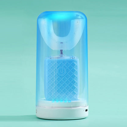 U-Shaped Automatic Electric Toothbrush ¨C With Built-In Sanitizing Cup Sky Blue