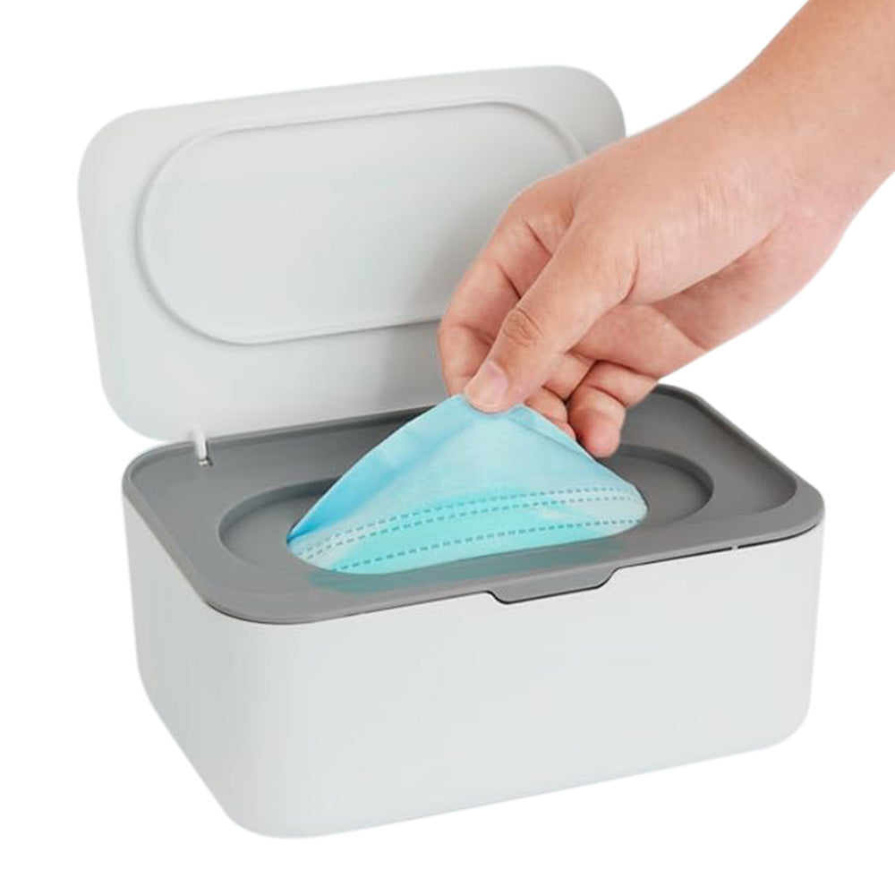 Wipes Dispenser Wipes Tissue Storage Case With Lid Refillable Wipe Holder-Grey