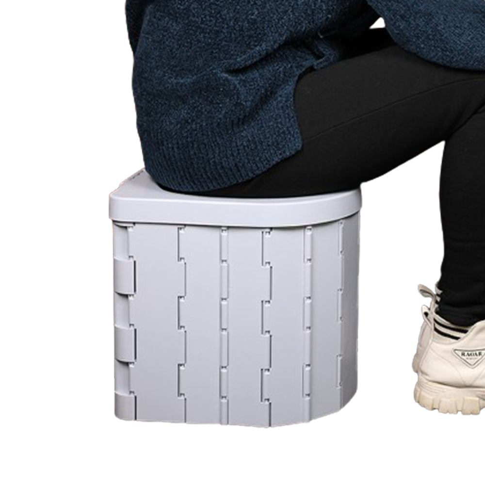 Portable Travel Camping Toilet Folding Toilet with Lid Car Potty Gray