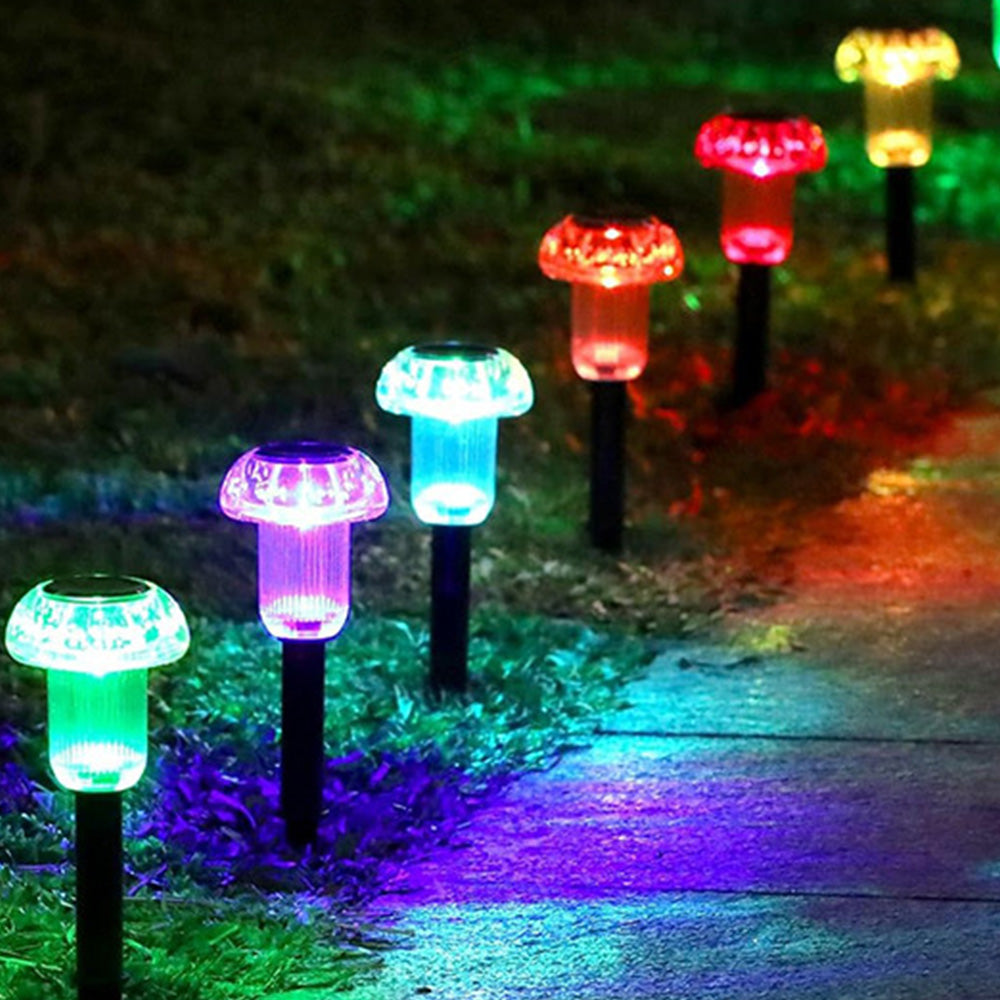 4 Piece Solar Mushroom Rhinestone Ground Stake Lights - Mixed Color