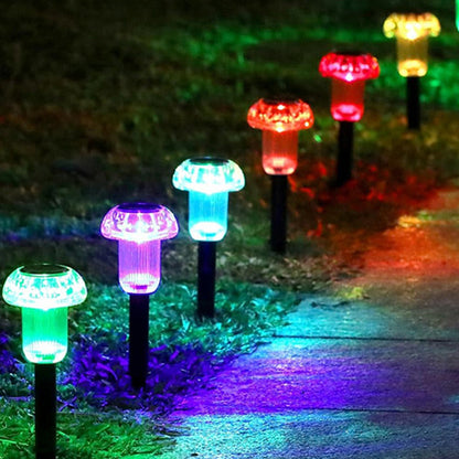 4 Piece Solar Mushroom Rhinestone Ground Stake Lights - Mixed Color