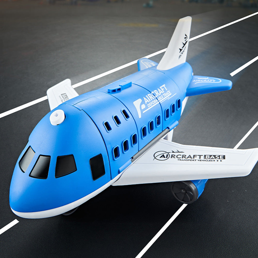 Kids Transformable Airplane Transport Playset Transformable Storage Plane Toy-Blue