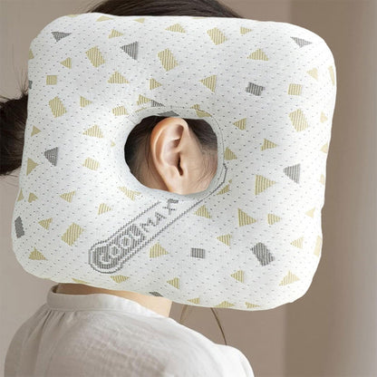 Square Ear Piercing Pillow for Side Sleepers with Central Ear Hole Grey