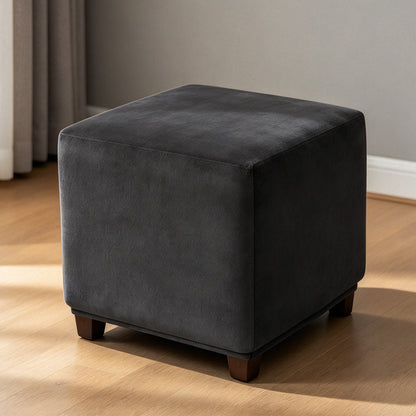 Square Ottoman Cover Stretch Slipcover Footstool Cover Black M