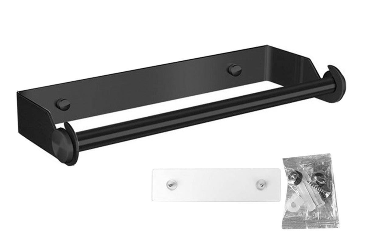 Paper Towel Holder Under Cabinet Wall Mount Stainless Steel Rack Towel Organizer-Black