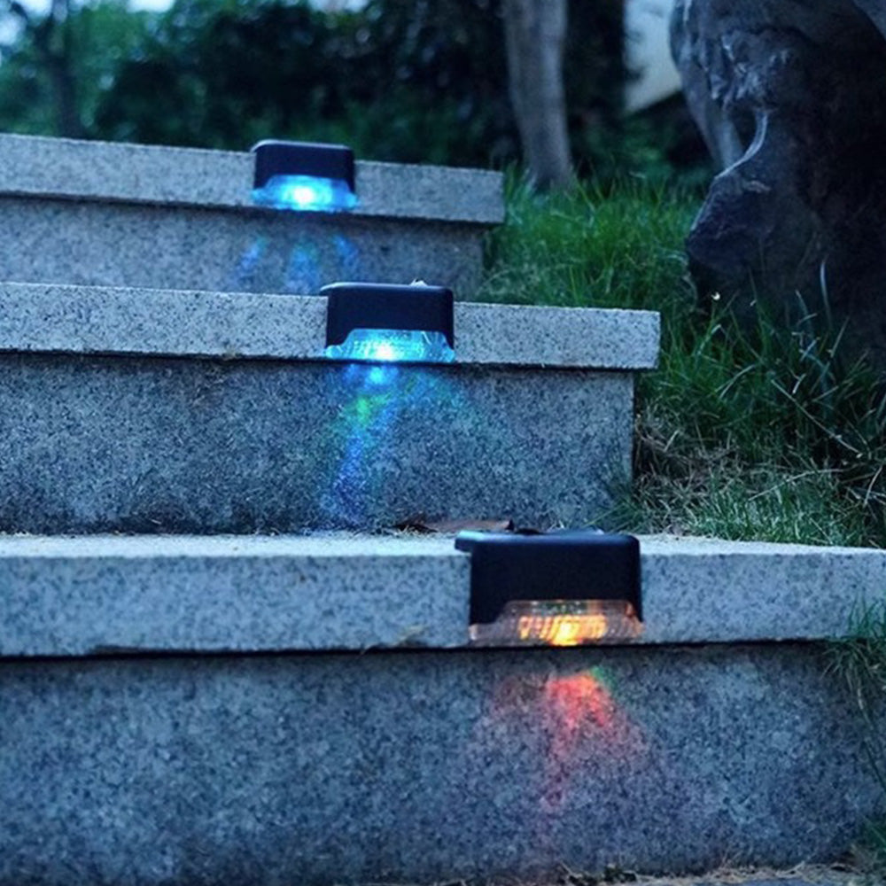 4Pcs LED Solar Fence and Step Lights -Mixed Color