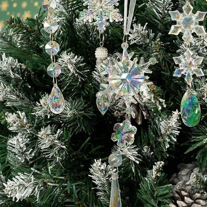 18PCS Hanging Acrylic Snowflake & Icicle Ornaments for Christmas Tree Decor Mixed Color