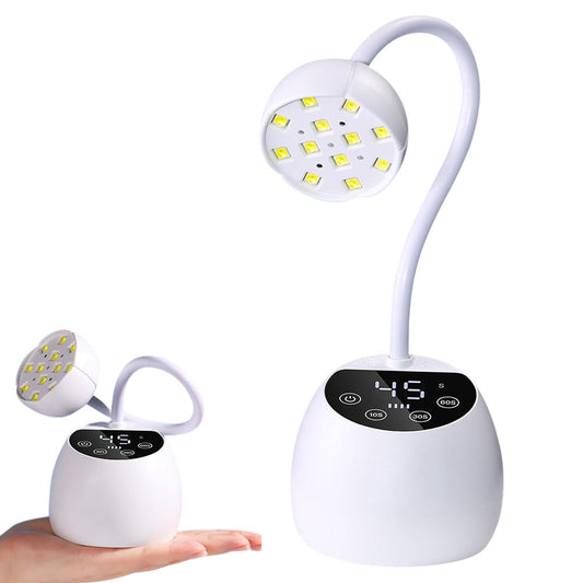 UV LED Nail Lamp Mini Cordless Gel Dryer With Adjustable Gooseneck For Gel Nails White