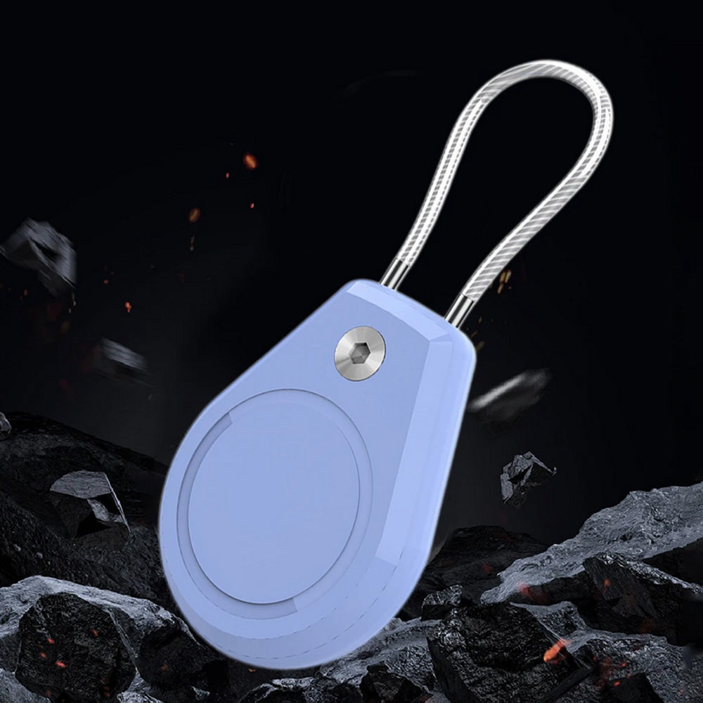 Lock Tracker Case with Steel Cable Hard Shell Protector for AirTag Keychain Luggage-Light Blue