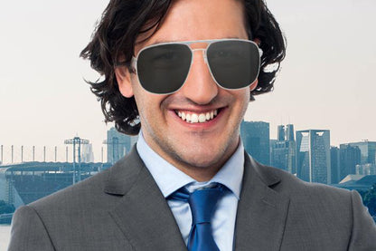 Smart Bluetooth Sunglasses Built-in Open Ear Music and Speaker for Men and Women -White