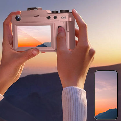 8K Digital Camera 18X Zoom Dual Lens Camera-Pink
