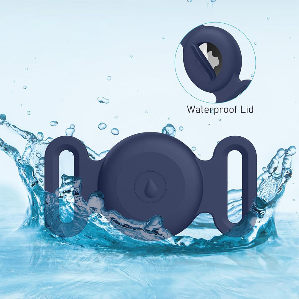 Ultra-Durable Anti-Lost Lightweight Silicone Waterproof Airtag Dog Collar Holder Cat Collar Cover-Dark Blue
