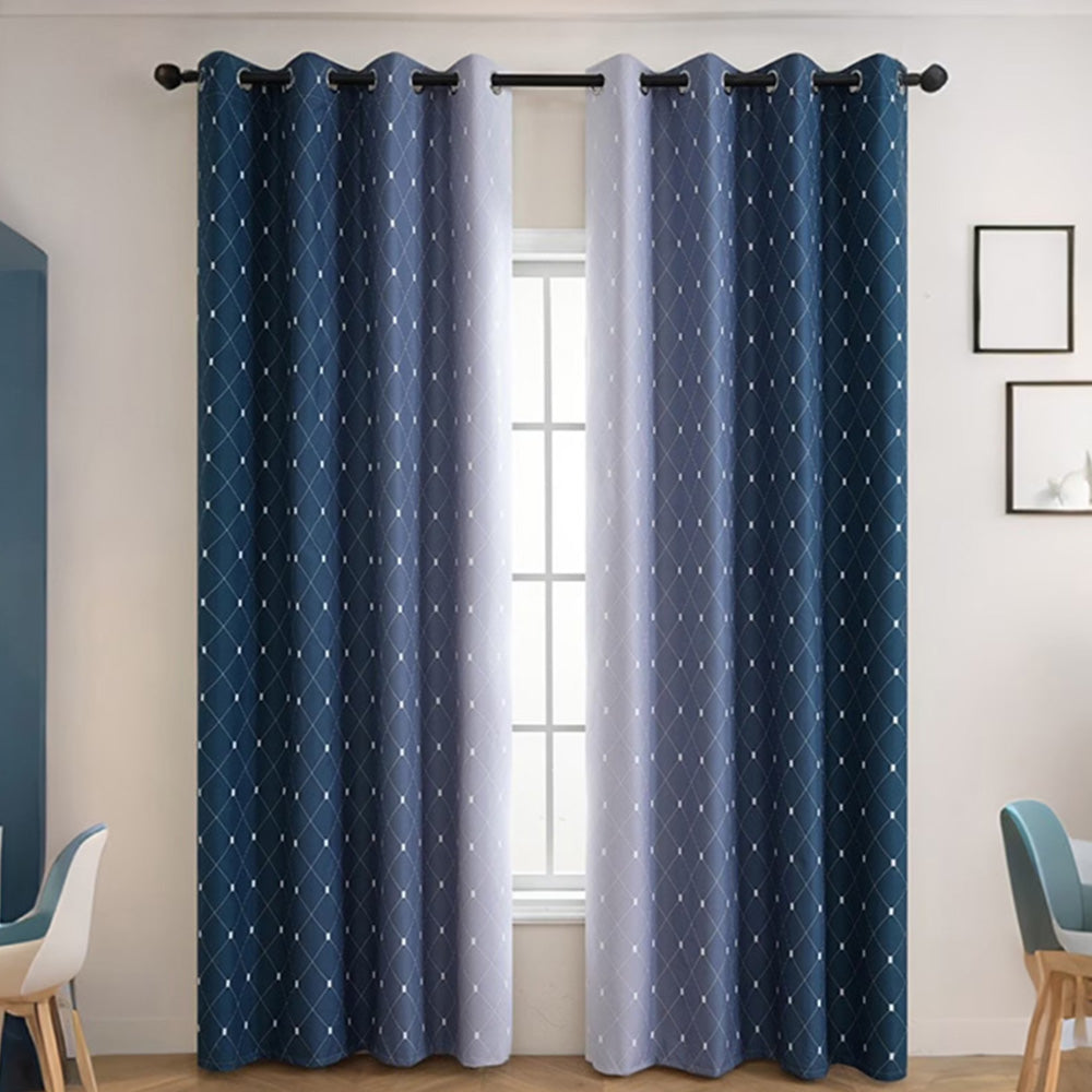 2Pcs Blackout Curtain Gradient Color Curtains-Green