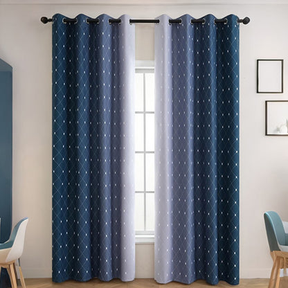 2Pcs Blackout Curtain Gradient Color Curtains-Green