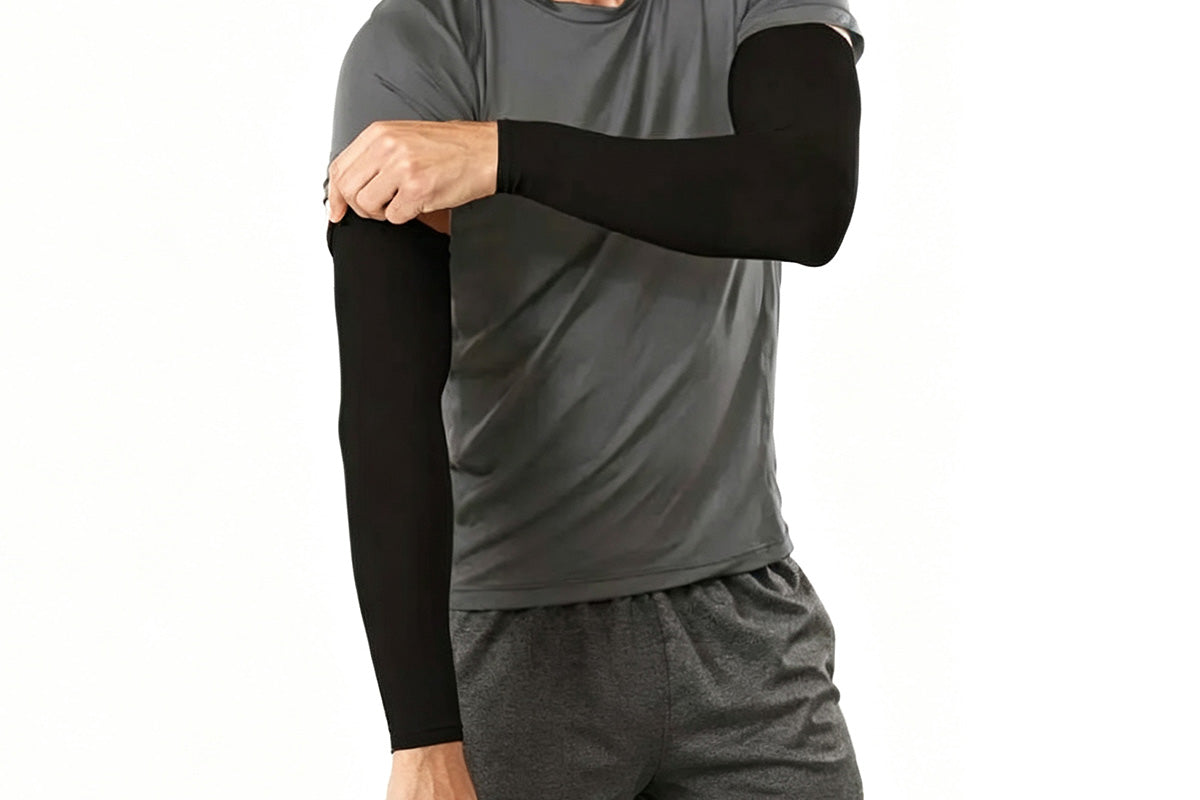 3 Pair 40cm Straight Nylon Spandex Cooling Arm Sleeves - Black