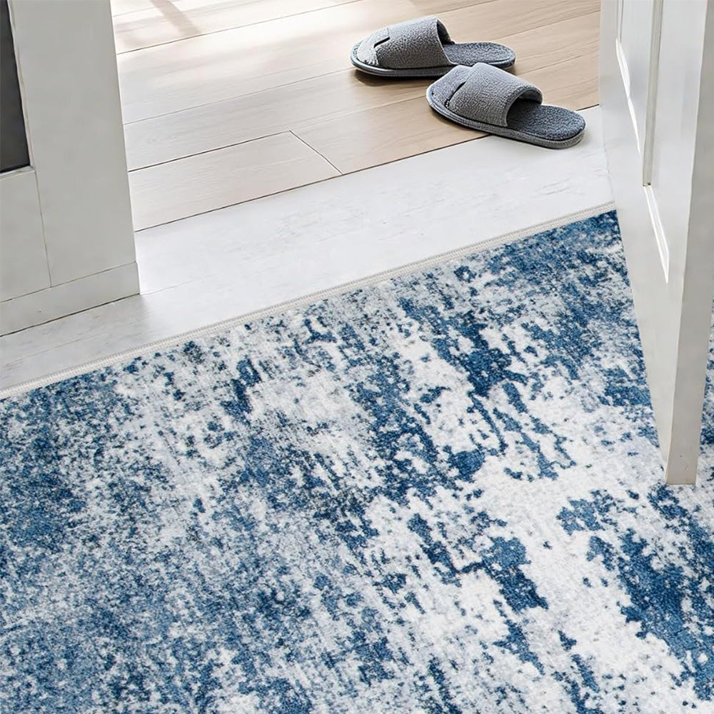 Nordic Crystal Velvet Rug Soft Non Slip for Bedroom Living Room Bedside Floor-Blue