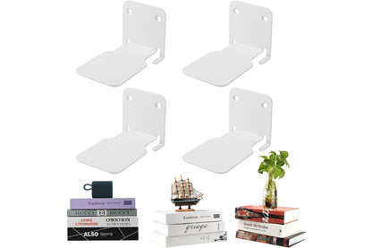4Pcs Wall Mounted Invisible Floating Bookshelf Book Display White