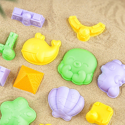 17 Piece Set Beach Toy Set with Foldable Sand Bucket - Orange