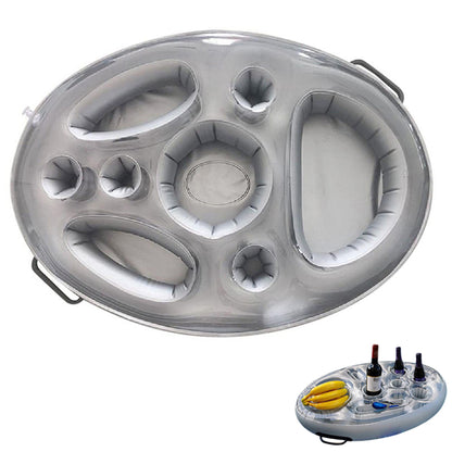 Inflatable Drink Holder Floating Holder with 8 Holes for Pool Drink-Grey