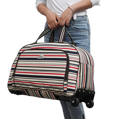 Travel Duffle Trolley Bag Rolling Carry Bag with Wheels Weekender Bags Multicolor