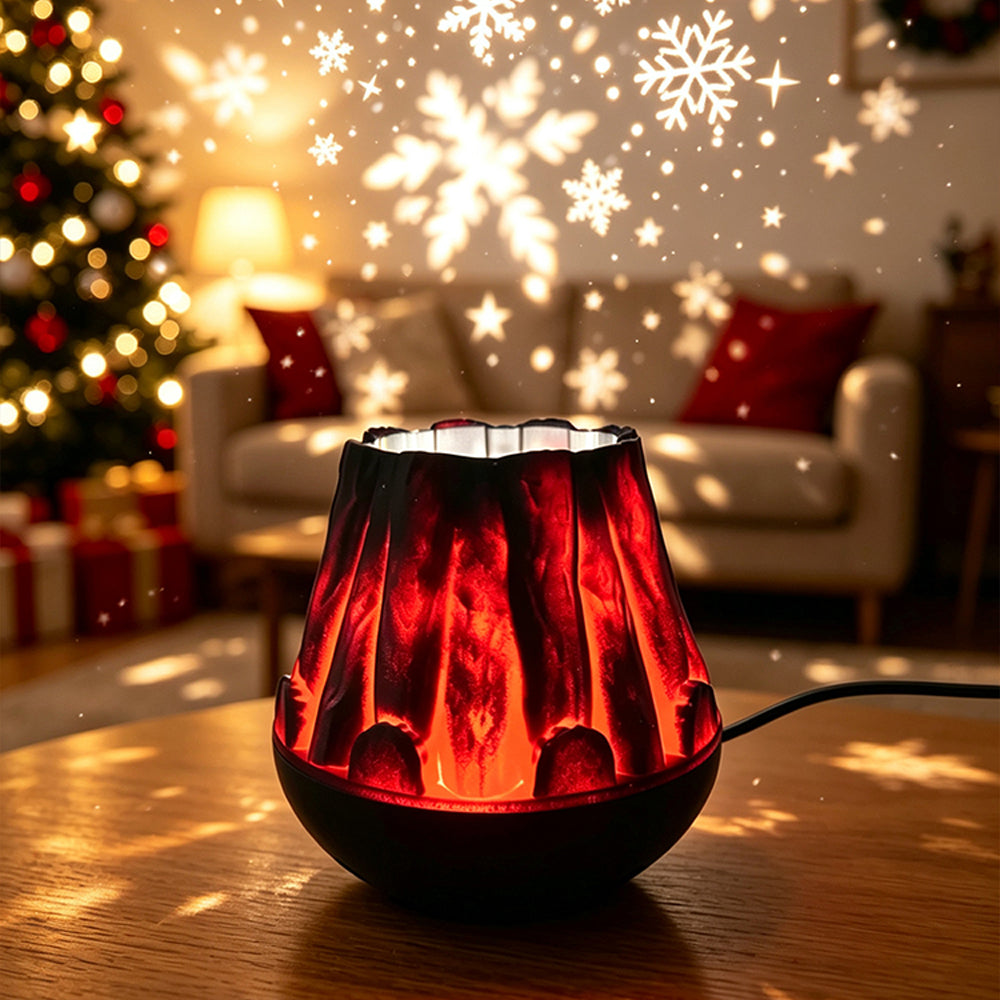 Dynamic Flame Projector Light Christmas USB Lamp - Snowflake
