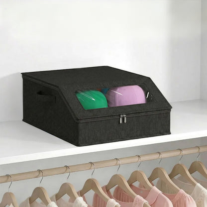 Large Capacity Hat Organizer Box Holds 30 Hats for Baseball Cap -Dark Grey