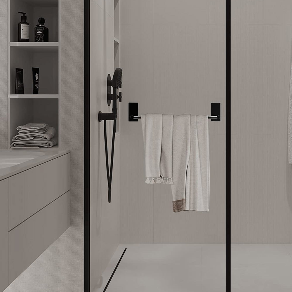 Stainless Steel Self-Adhesive Towel Rack for Bathroom No Drilling Required-Black