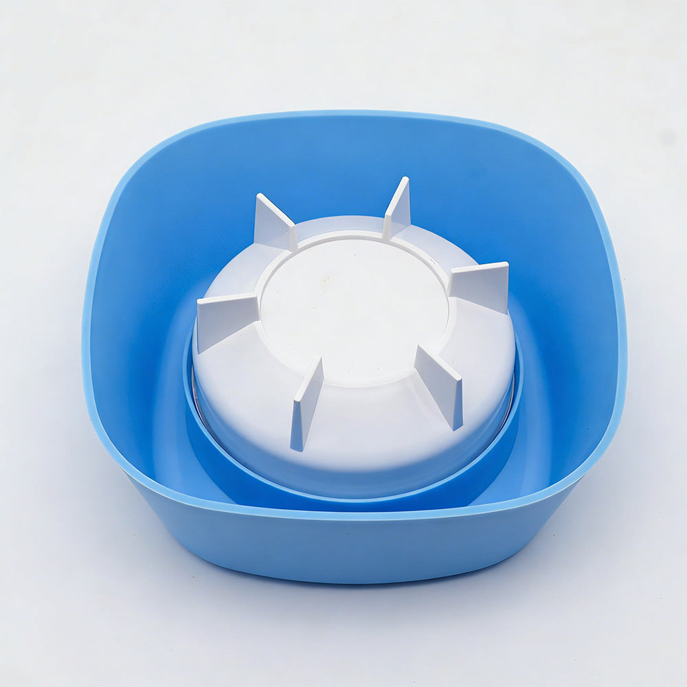 Slow Feeder Dog Bowls With Rolling Ball For Liquid Treat Training Bowl-Blue