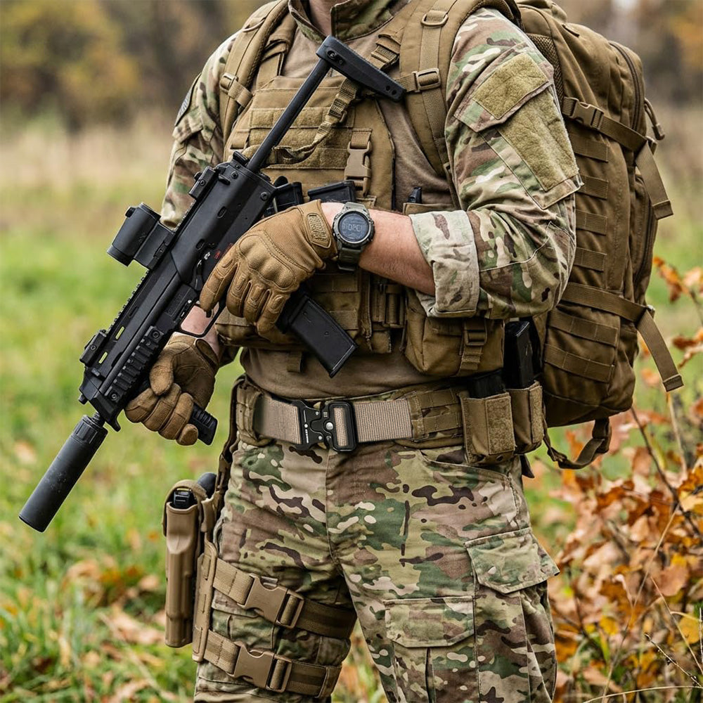 Nylon Tactical Belt Quick-Release for Outdoor Work Daily-Khaki