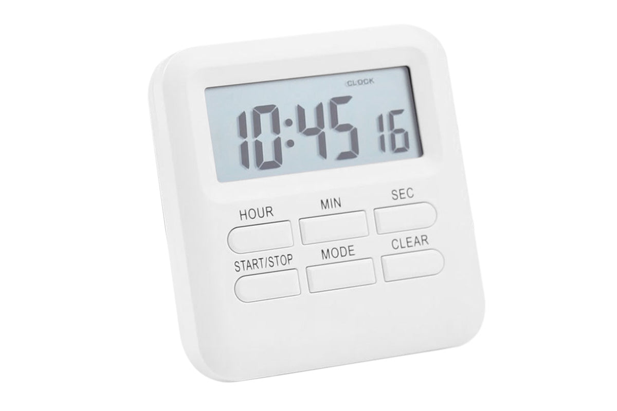 Digital Kitchen Timer LCD Display Cooking Timer with Loud Alarm -White