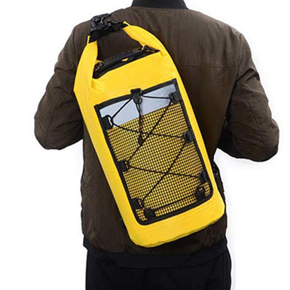 Roll-Top Backpack With Handle Dry Bag Outdoor Bag For Fishing Boating Camping-Yellow