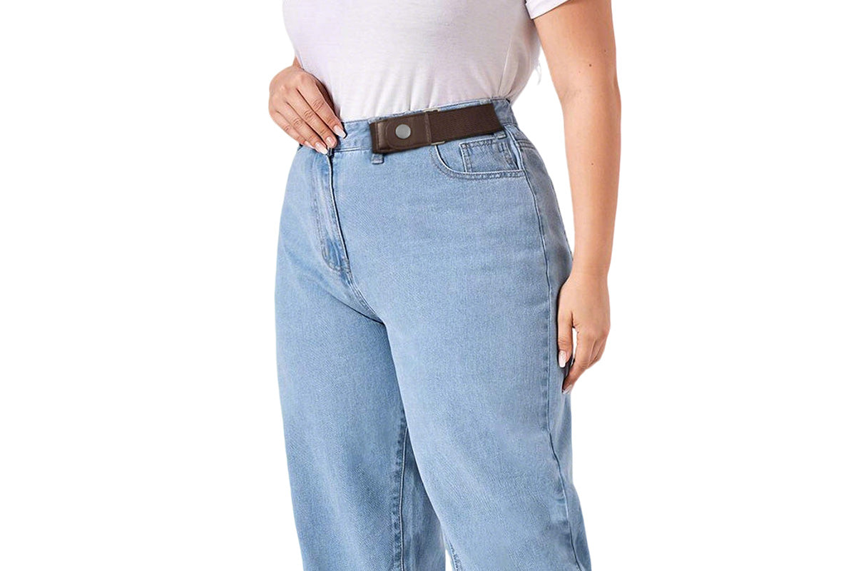 2 Piece Elastic Side Buckle Belt - Coffee