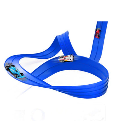 5-Meter Flexible Race Car Ramp Track Toy Set with Suction Cups Blue Outdoor Indoor