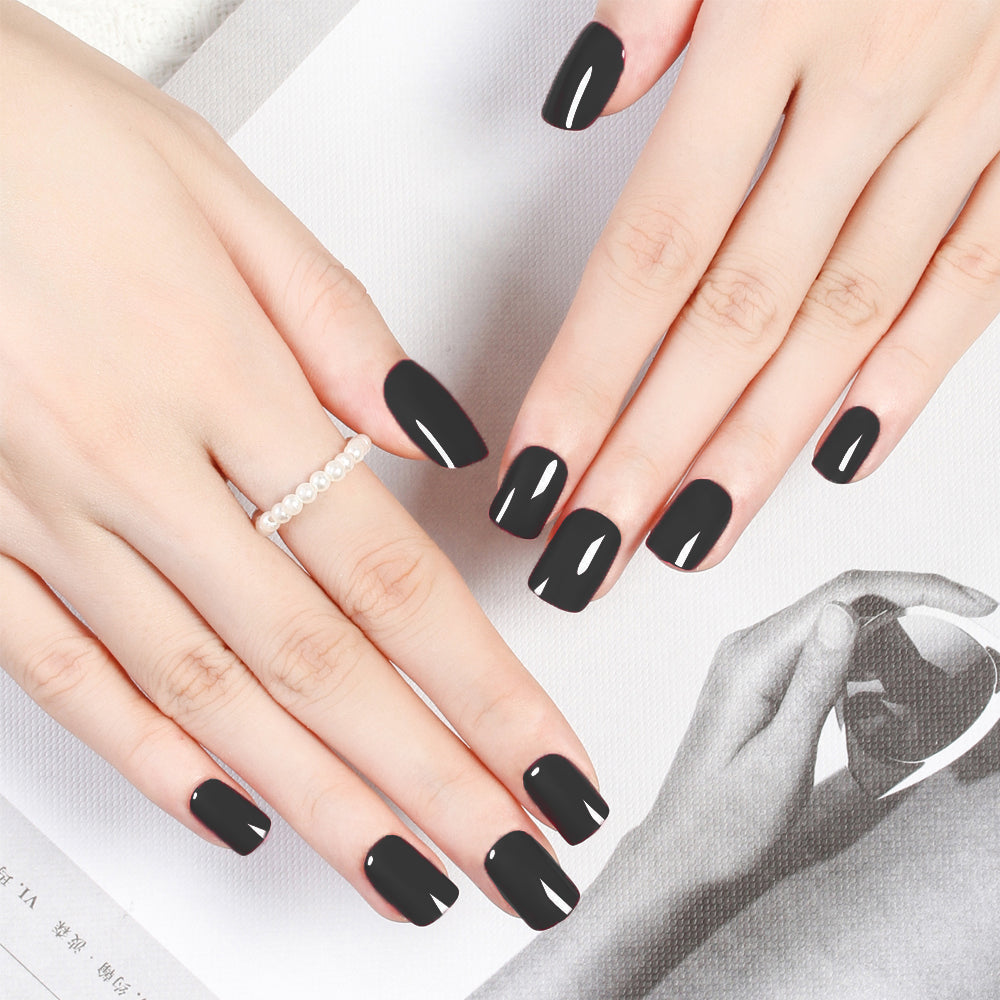 Set of 72Pcs Press On Nails Solid Color Self-Adhesive Fake Nails Style 1
